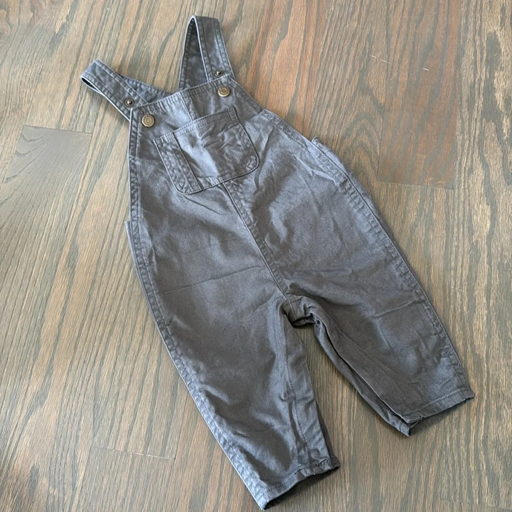 Old Navy Baby Gray Twill Overalls Unisex 3-6M